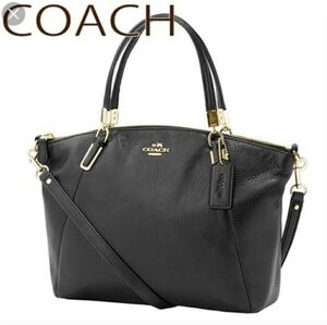 Coach Kelsey Pebble Leather Satchel Crossbody Bag Purse Handbag Black Gold 34493